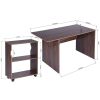 47.4" L Computer Desk with movable bookcase, brown