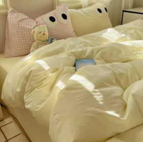 Simple Gradient Color Bed Four Sets Of Cotton Pure (Option: Cheese yellow-Flat Sheet-1.5m)