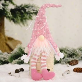 Christmas Decoration Supplies Forest Elderly Hanging Leg Pendant With Light Creative New Faceless Doll Ornaments (Color: Pink)