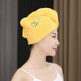 Female Strong Absorbent Quick-drying Towel Thick Coral Fleece Shower Cap (Option: Yellow-25 × 65cm)