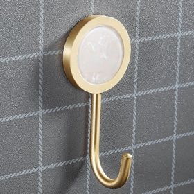 Brass Hat-and-coat Drilling Adhesive Hanging Storage Hook (Option: White Shell)