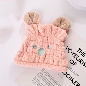 Coral Velvet Creative Cartoon Cute Shower Cap Ladies (Option: Pink-20 × 22cm)