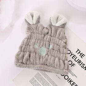 Coral Velvet Creative Cartoon Cute Shower Cap Ladies (Option: Light Gray-20 × 22cm)