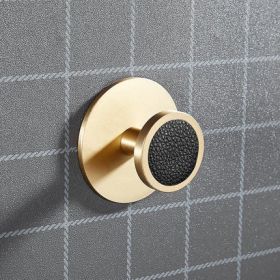 Brass Hat-and-coat Drilling Adhesive Hanging Storage Hook (Option: Round Black Leather)