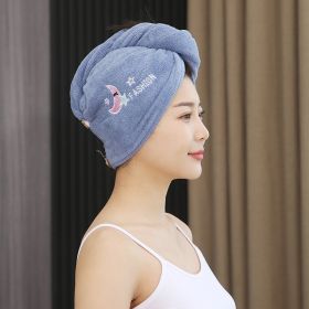 Female Strong Absorbent Quick-drying Towel Thick Coral Fleece Shower Cap (Option: Navy Blue-25 × 65cm)