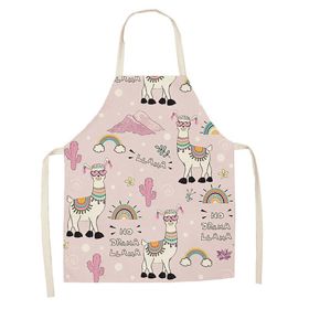 Cartoon Alpaca Cactus Cotton Linen Apron (Option: Style25-55x68cm)